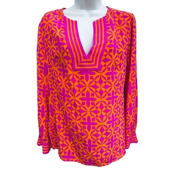 Trina Turk Sayna Resort Tunic Top 100% Silk size P US 0 - Picture 1 of 14
